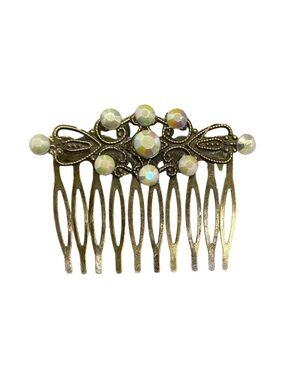 Vintage-Inspired Gold Hair Comb faux Iridescent Crystal FINAL PRICE DROP